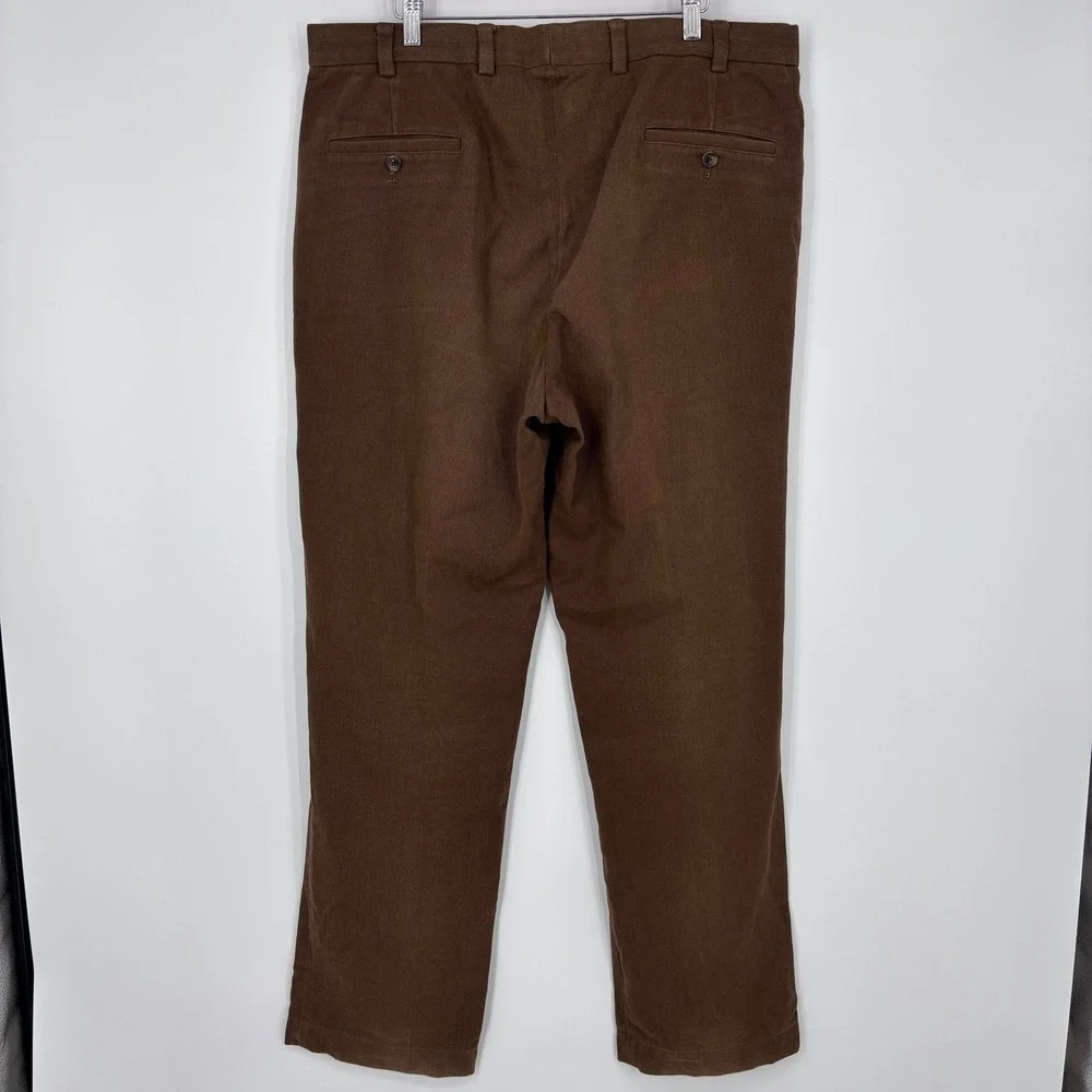 Brooks Brothers Hudson Twill Chino Pants Mens 36x31 (Tag 36x34) Brown Italian